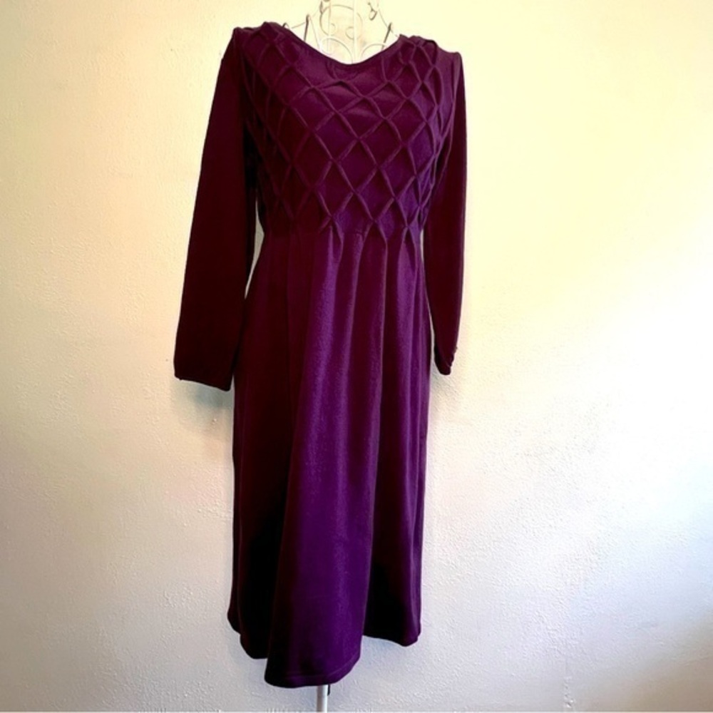 AB Studio purple crew neck sweater dress, 3/4th sleeves, Sz M. Like new.